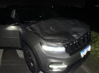 Carro do cantor Zé Vaqueiro colide com animal, na Paraíba