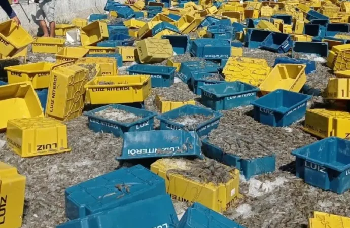 Caminhão carregado com camarão tomba e interdita trecho da BR-101 entre João Pessoa e Natal