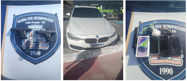 Dupla é presa com armas e drogas dentro de carro de luxo, em João Pessoa