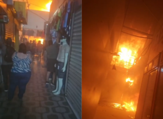 Incêndio de grandes proporções atinge Centro Comercial de Passagem, em João Pessoa