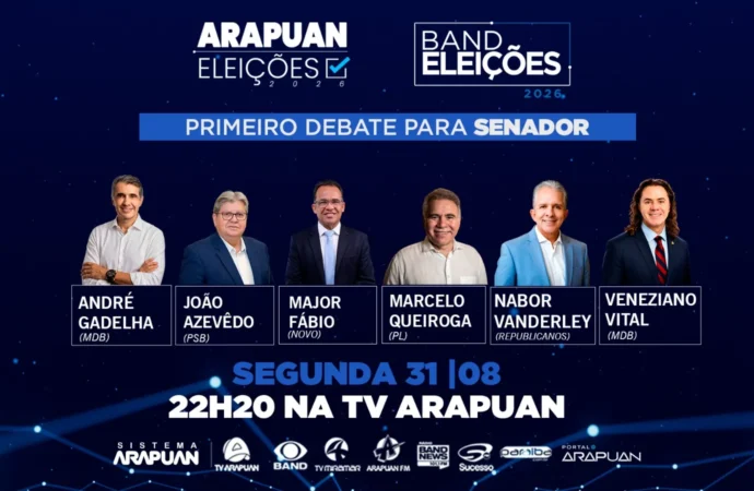 TV Arapuan/Band: Paraíba terá o primeiro debate entre candidatos ao Senado, no dia 31