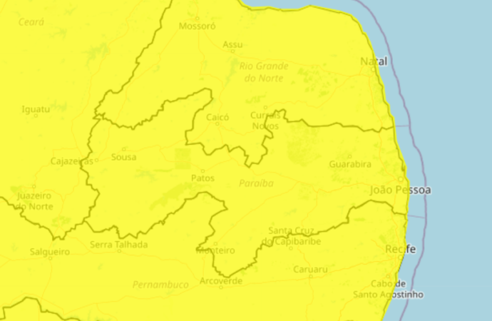 Inmet emite alerta para todas as cidades da Paraíba